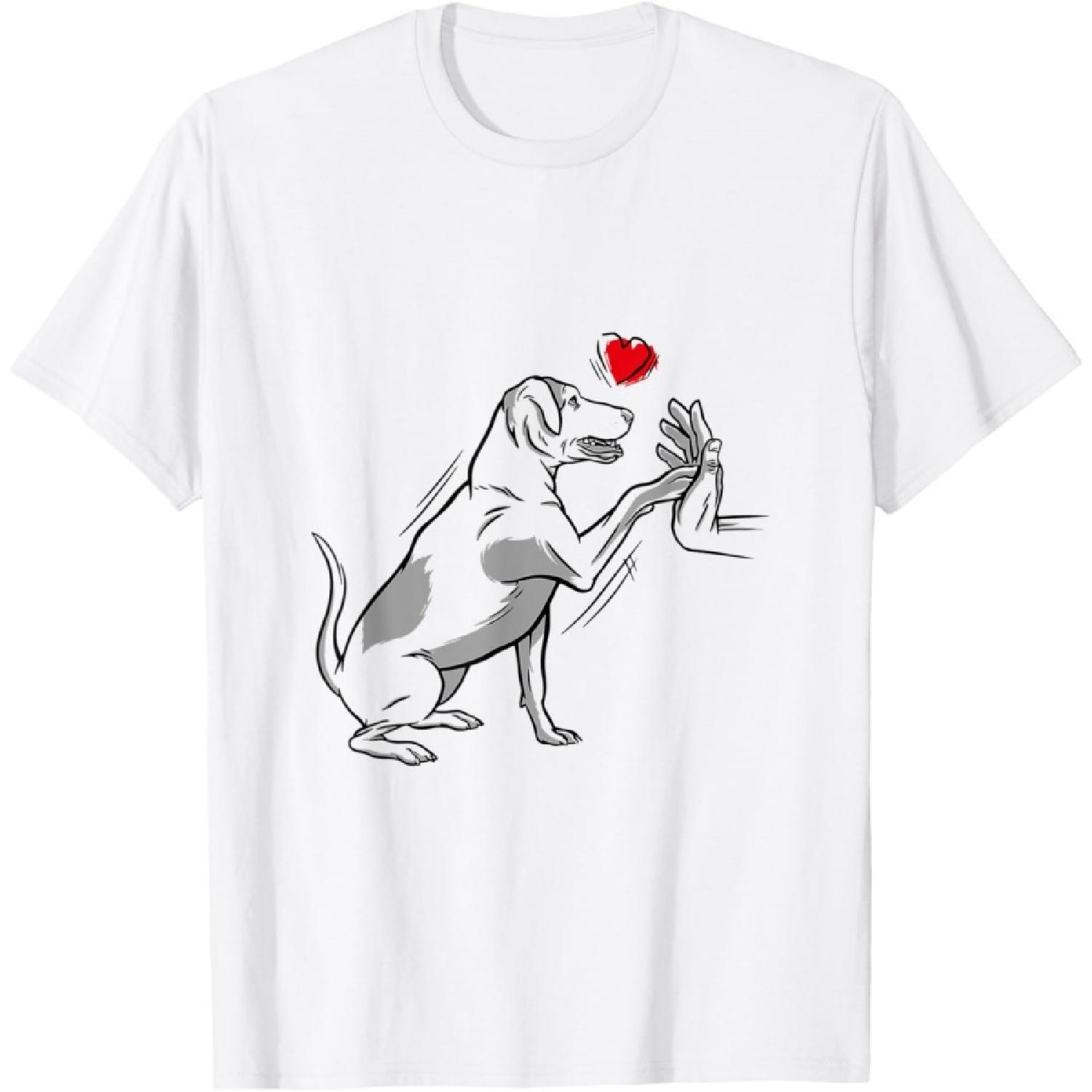 Dog Paw Hand Human Heart Love Labrador Retriever T-Shirt S