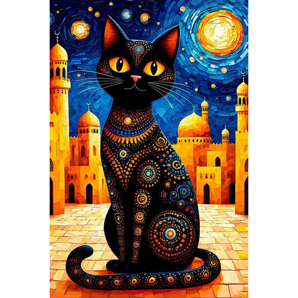 DIY Diamond Painting Art 5D round Diamond Mosaic cat Diamond Embroidery Cross-Stitch kit for Adult Home wall Decoration