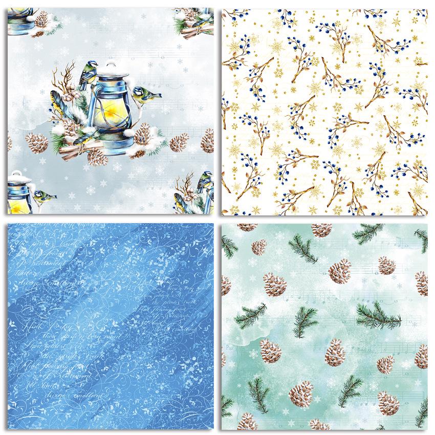24 Sheets Winter Story Craft Paper Pads Cutting Dies Art Background Origami Scrapbooking Card Making.