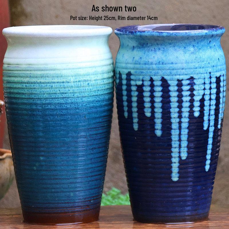 Handmade Coarse Pottery Wide-Mouth Flower Pot - Ceramic Zisha Succulent Planter with Rustic Cut-Edge Design for Chlorophytum