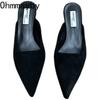 Mules a Punta Primavera Moda Stampa Leopardo Pantofole da Donna Scarpe Casual da Donna Tacchi Bassi Eleganti Ciabatte da Esterno da Donna