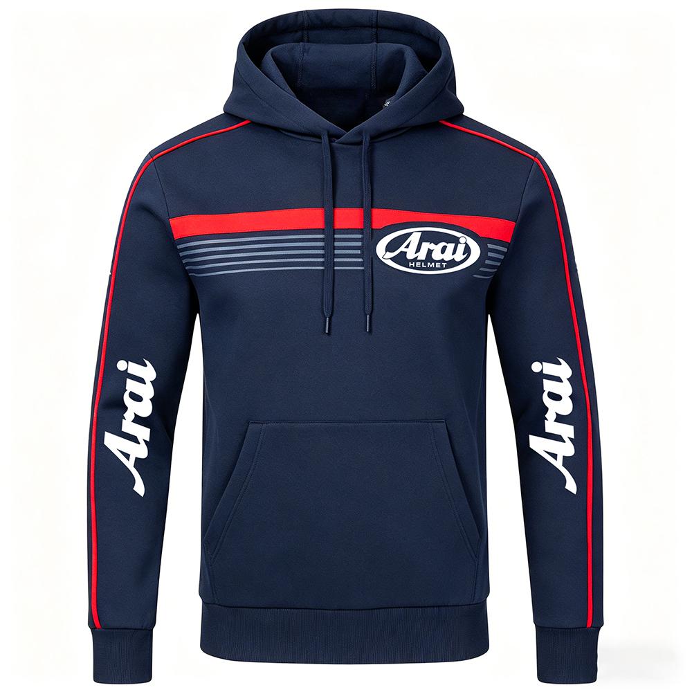 Men's Arai Racing Hoodie - Red/Black/White Color Block Motorsport Sweatshirt