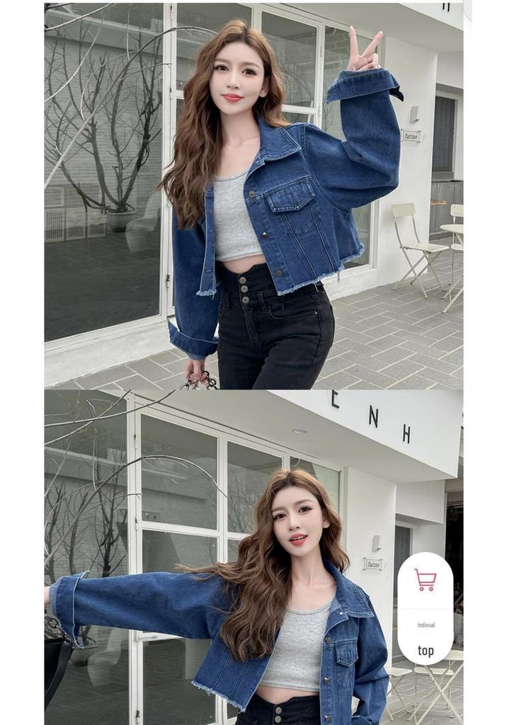 Versatile Women's Soft Frayed Denim Jacket - Retro Style in Three Shades