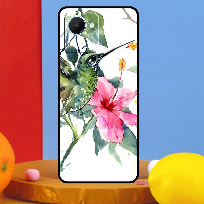 Hummingbird and Flowers For Realme C55 C53 C67 C51 C35 C33 C31 C30 C25s C21Y GT Neo 6 5 9 10 11 12 Pro Plus Case