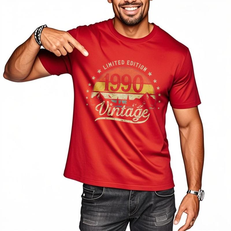 Casual Tee Workout For him summer t shirt Graphic Limited Edition 1990 Vintage Sunset Mountain Scene Classic For him Top tees S