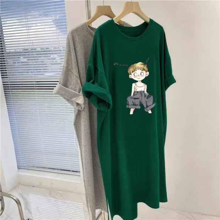 

Платье-футболка большого размера для женщин, длинное выше колена, свободное, повседневное ленивое платье большого размера 3XL зелёный