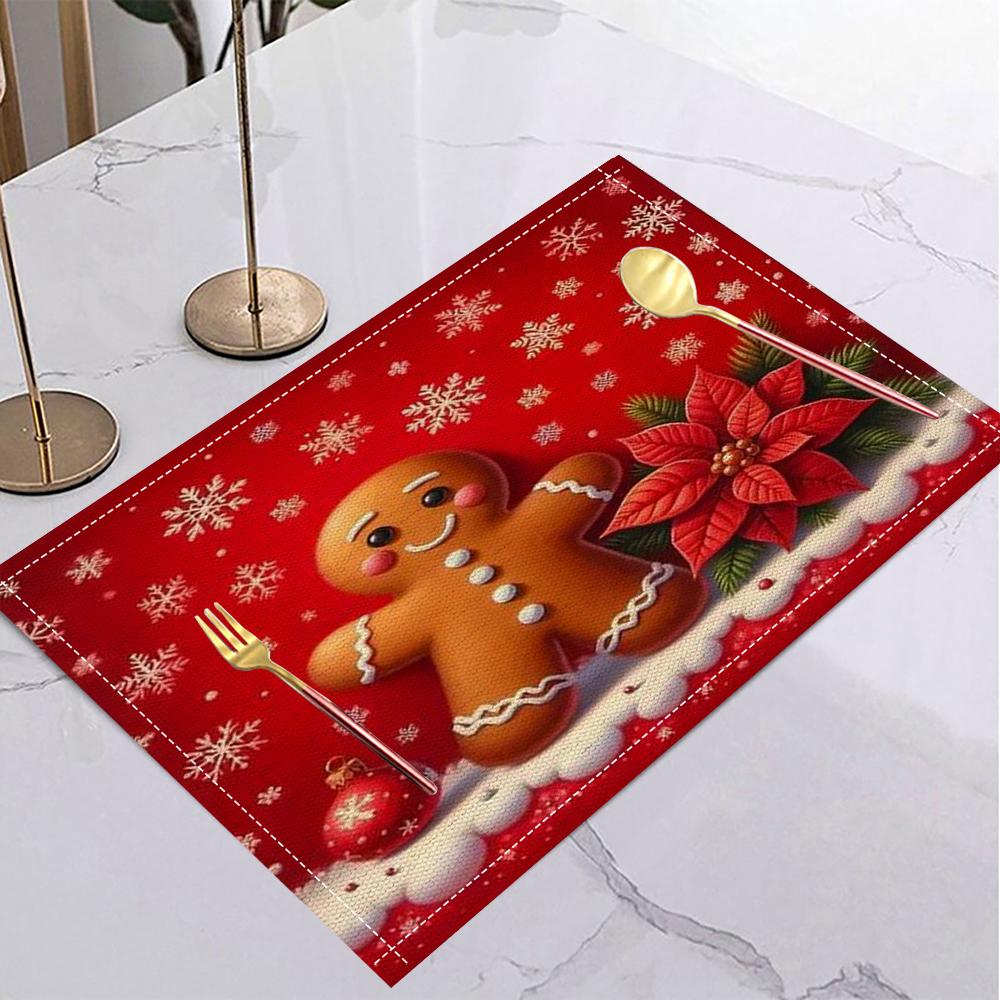 Christmas Themed Linen Placemats Snowman Tree Place Mats Christmas Table Placemats Xmas Dining Kitchen Party Decor