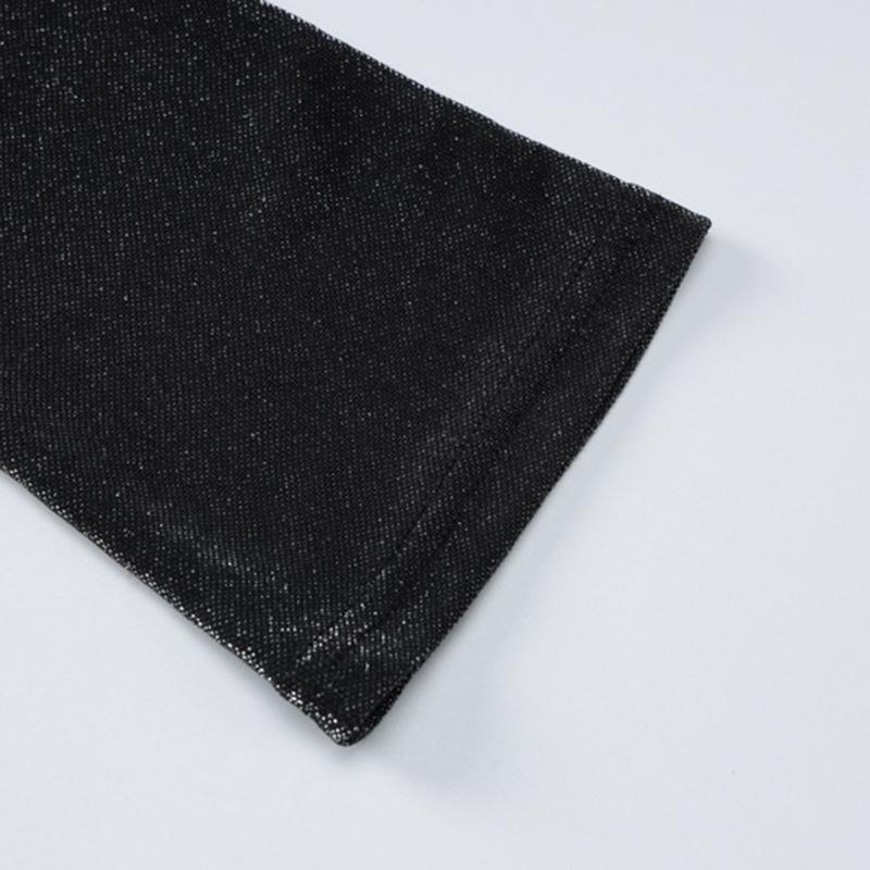 Abito da Donna Monocolore con Scollo a U Sovrapposto, Senso del Design, Temperamento, Slim, Maniche Lunghe