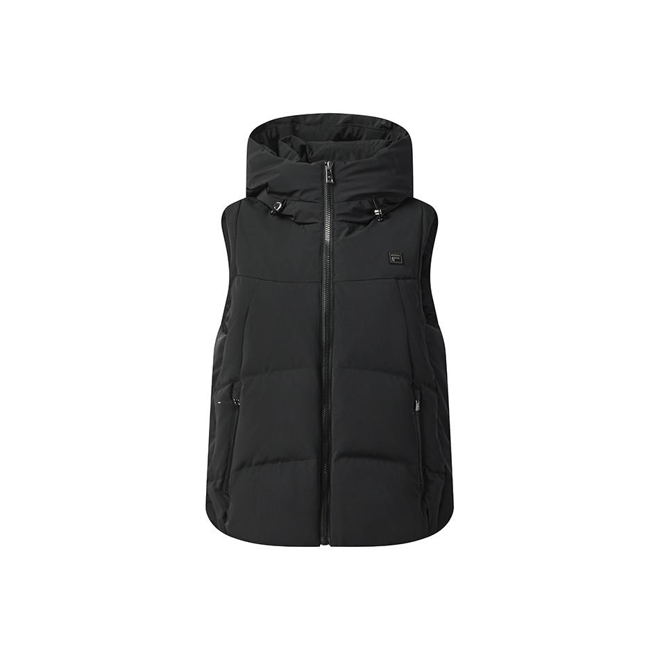 

FILA White Casual Versatile Warm Comfortable Waterproof Breathable Woven Hooded Down Vest Women vest F11W543905FBK