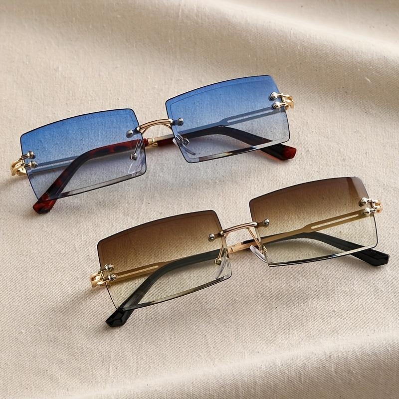 2 Pairs of Rectangular Frameless Versatile Fashionable Women'S Daily Glasses