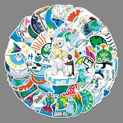 50 Pictures of Non-repeat Global Climate Warming Graffiti Personalized Environment Protection DIY Skateboard Water Cup Suitcase Stickers