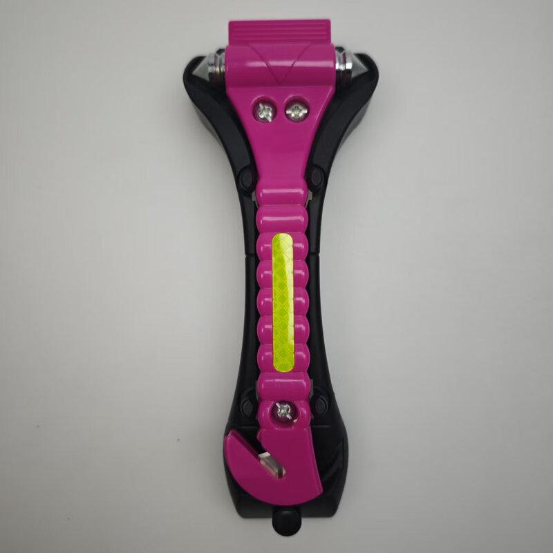 Lieve KM50 Double-Head Car Safety Hammer & Window Breaker (4-Pack, Pink with Base)