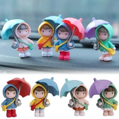 Cute Umbrella Couple Car Interior Decoration Creative Action Figures Auto Rearview Mirror Dashboard Ornaments Car Accessories