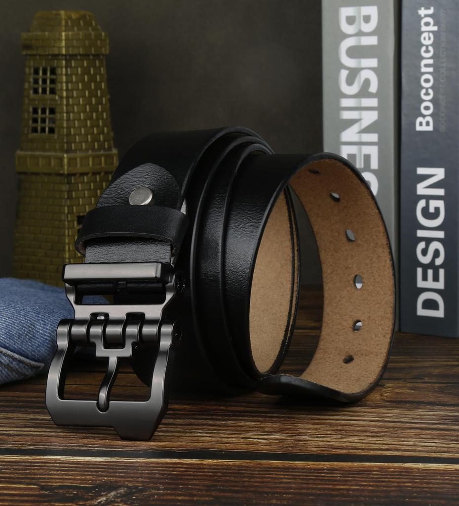 Plus Size Genuine Leather Stylish Casual Jeans Work Brown Regular and Large Sizes Length Black [JingHao] Men's Belt, Belt, Belt, Belt, & Black,