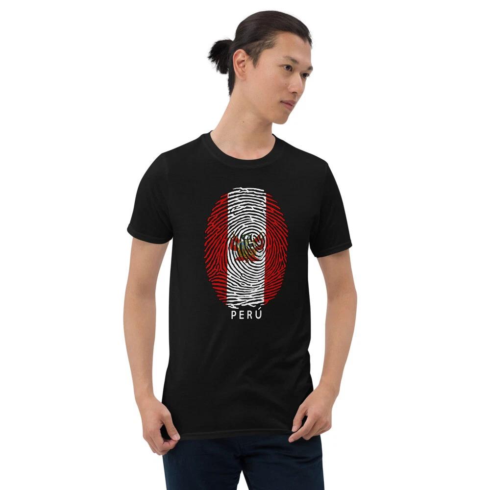 PERU FINGER PRINT FLAG MY IDENTITY PERUVIAN PRIDE Short-Sleeve Unisex T-Shirt L