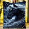 Dark Night Black Unicorn Fleece Blanket, Fantasy Horse Throw