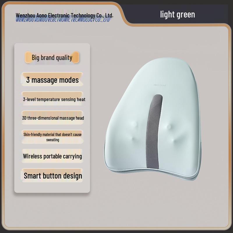 

Індивідуальна ультратонка масажна подушка для попереку з підігрівом для автомобіля та дому світло-зелений колір