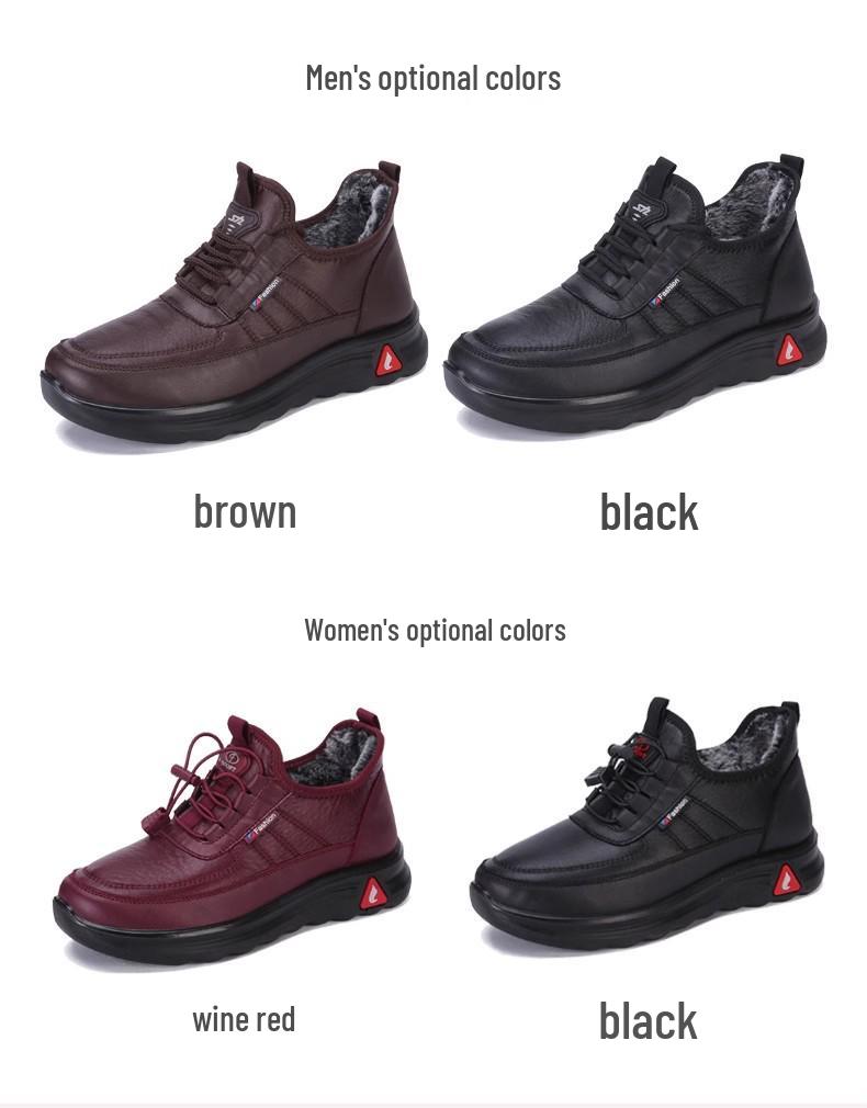 Men's Winter Waterproof Cotton Shoes, Plush Lined, Non-Slip Soft Sole for Comfort and Warmth