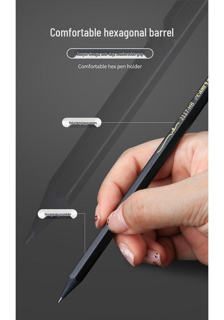 Premium Black Wood Hexagonal HB2B Pencil for Students and Office Writing & Drawing