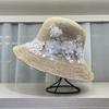 Japanese elegant lace bow sunshade straw hat women's summer travel seaside sunscreen basin hat vacation beach sun hat