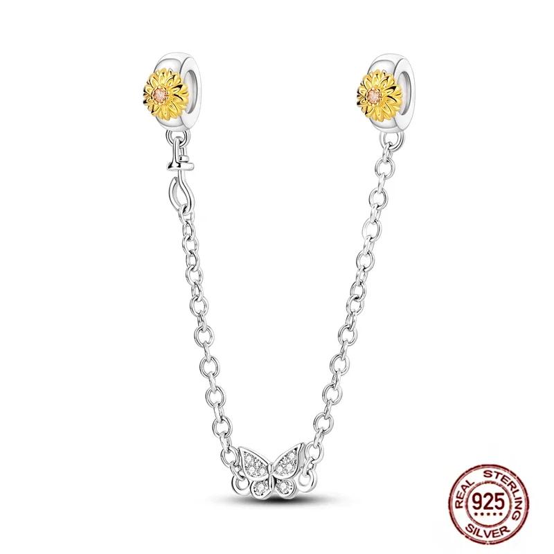 New Copper Charms Buttefly Daisy Safety Chain Cat Paw Change Beads Fit Original Bracelet Ladies Diy Jewelry