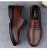 Men's Casual Leather Work Shoes - Low-Top, Height-Increasing, Handmade Cowhide, British Style