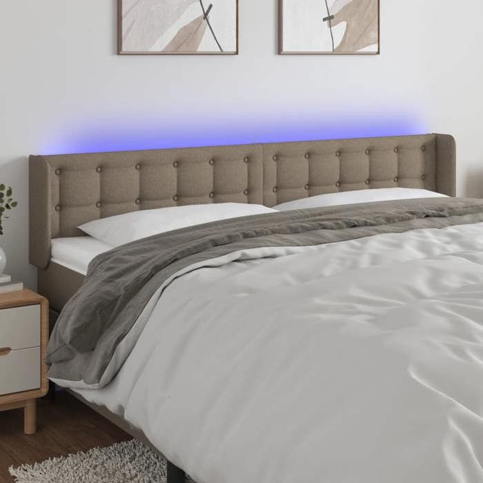 VidaXL Tête de Lit à LED Meuble de Chambre à Coucher Accessoire de Lit Double Tête de Cadre de Lit Intérieur Taupe 3123696