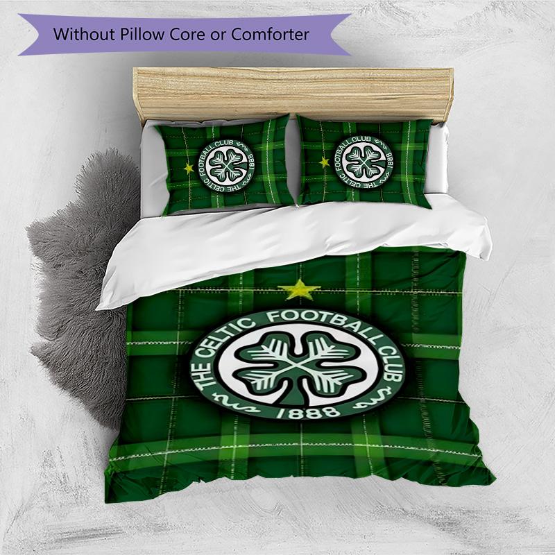 Celtic FC 3-częściowy komplet pościeli Poszewka na kołdrę Zapięcie Zawiera 1 poszewkę na kołdrę i 2 poszewki na poduszki na wszystkie pory roku Dekoracja sypialni, domu, akademika
