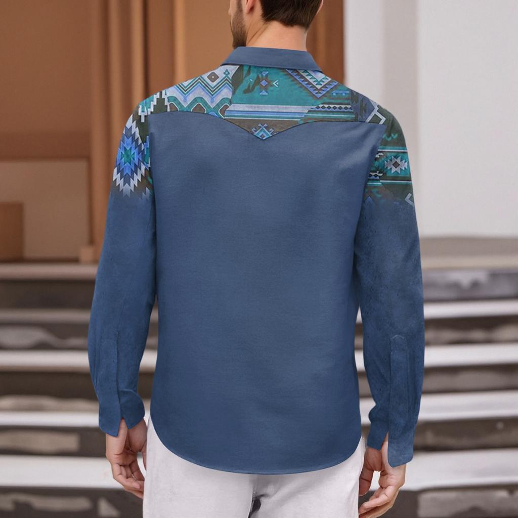 Men'S Fashionable Lapel And Shoulder Length Long Sleeved Casual Top