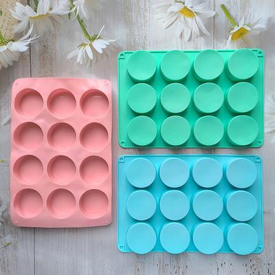Stampi rotondi per biscotti al cioccolato Stampo in silicone per cioccolato Stampo in silicone cilindrico a 12 cavità Per gelatina mini torte muffin da forno