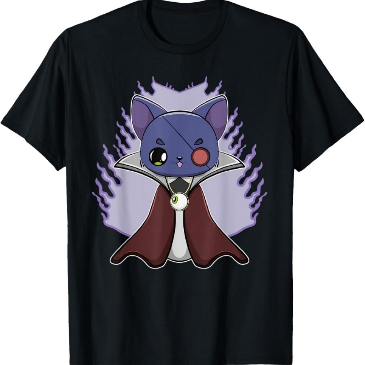 

Cute Black Cat Vampire Dracula With Eye Patch For Halloween T-Shirt XXXXXL чорний