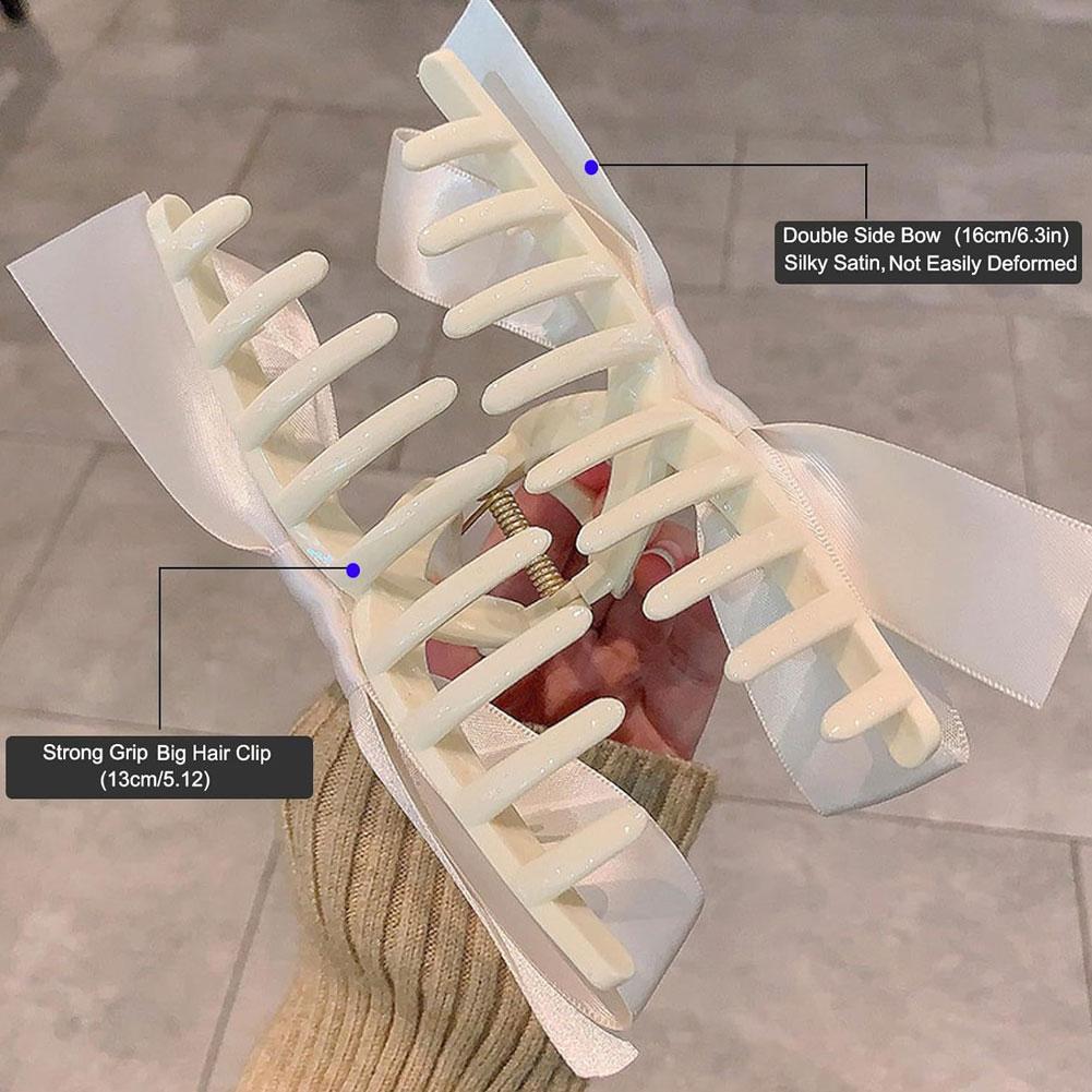 Sweet Bow Grab Clip Girls Elegant Ponytail Braid Claw Clip Sweet Shark Crab Hair Card Korean Exquisite Hair Accessories