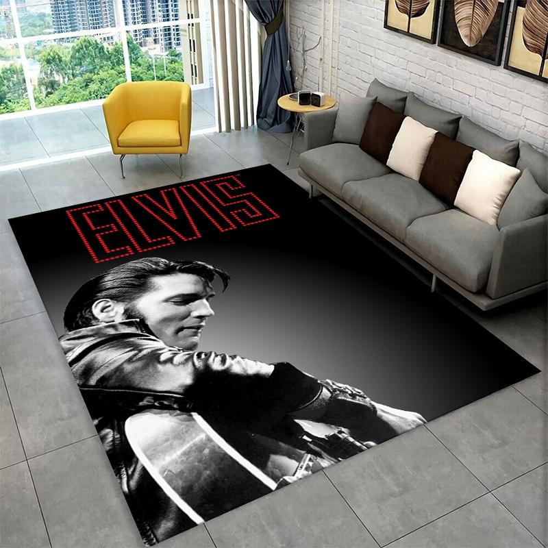 Tappeto Antiscivolo Retrò The King E-Elvis Presley per Soggiorno, Camera da Letto, Sala Giochi, Tappeto Morbido Pavimento Tappeto Decorazione Casa Stanza Bambini