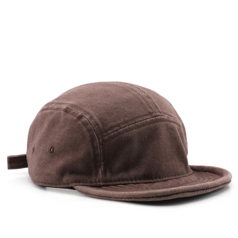 Unisex gewaschene Baumwolle 5-Panel-Kappe Vintage flacher Schirm Streetwear Camp Cap
