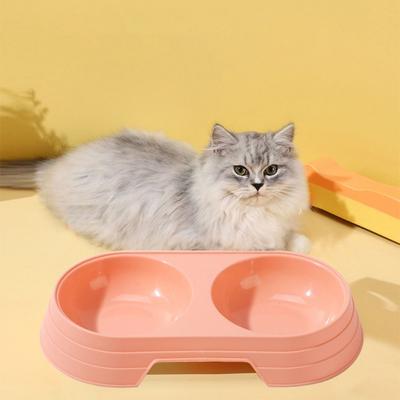 Candy Color Durable Portable Cat Drinking Bowl Dog Food Tray Cat Feeding Bowl Cat Double Bowl