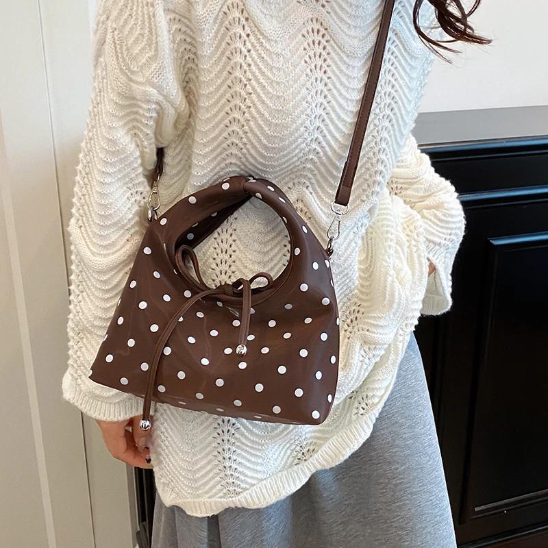 Fashi Borsa a Spalla da Donna con Fiocco a Farfalla e Pois Rotondi 2026 Nuove Borse a Tracolla Versatili Senso Avanzato per Lavoro e Tempo Libero Borse a Mano