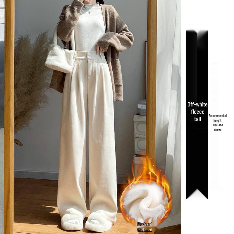 Women's High-End Black Drapey Straight-Leg Wide Suit Pants - Slimming, Casual Fit for Spring/Summer, Ideal for Pear-Shaped Bodies.