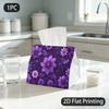 1pc Tissue Box, Elegant Purple Flowers Romantic Pattern, 2D Flat Printing, Crafted with Strong Polyester, Can Be Folded, Tissue Bag, for Everyday Need