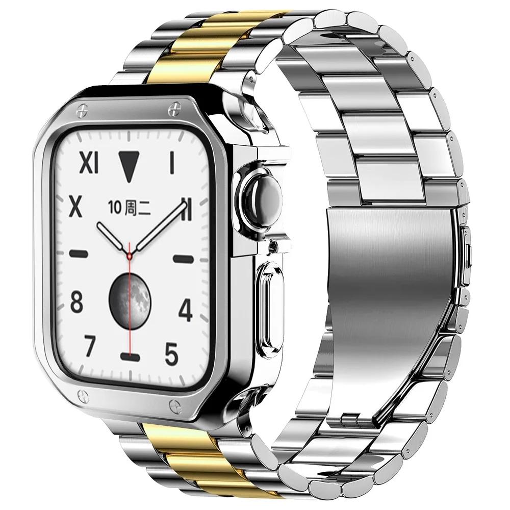 Edelstahlarmband für Apple Watch Ultra 49mm 10 46mm 42mm TPU-Hülle+Armband für Iwatch 9 8 7 6 5 4 45mm 44mm 41mm 40mm Armband