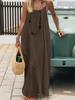 Summer 2026 Women's Spaghetti Strap Backless Long Dress for Beach Holiday
