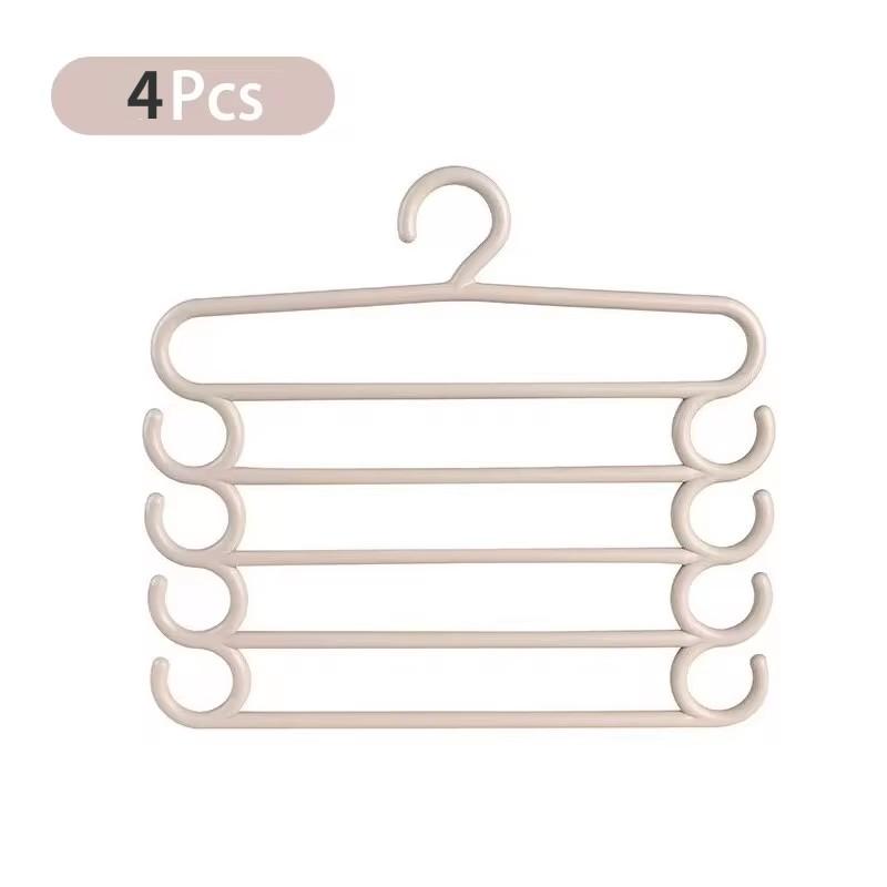 

4 pcs Pants Rack Multifunctional Household Saving Space Multi Layer Trousers Hanger Pants Closet Color Clothes Peg 5 Layers