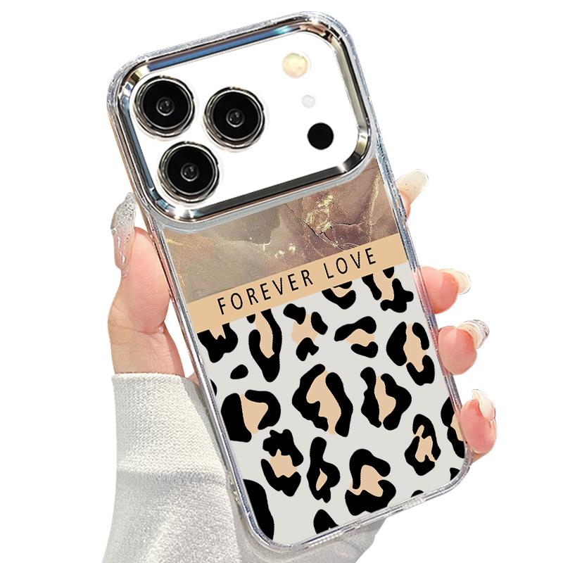 Leopard Print Case For iPhone 17 18 Pro Max Plating Lens Frame Clear Soft Phone Cover For iPhone 16 15 14 13 Pro Max 17E