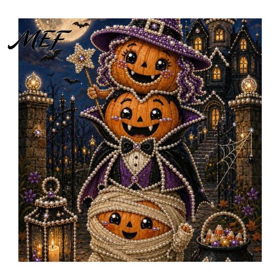 Faux Pearl Painting Kit for Adults Halloween Kit, Cute Ghost 3D Art DIY Sparkling Mosaic Picture Adults, Christmas Craft Home Festive Decor