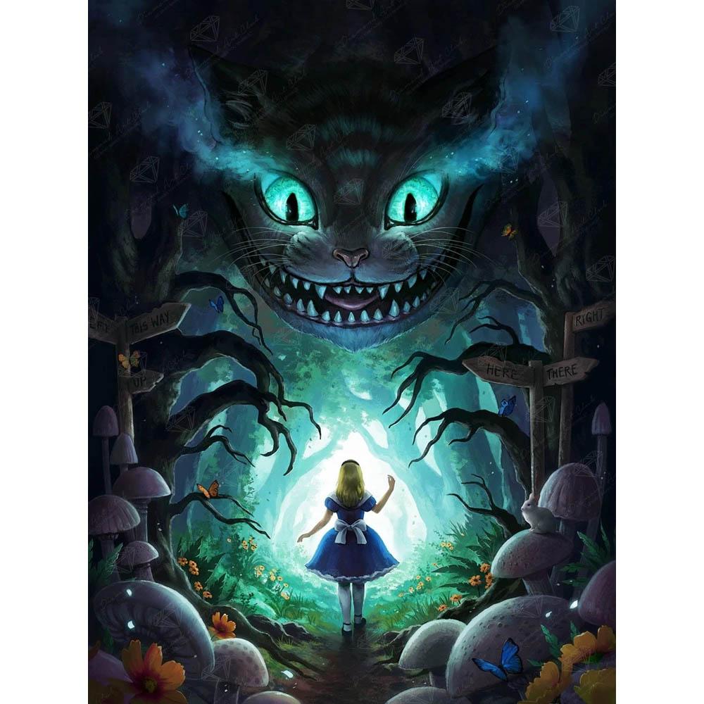 Alice In Wonderland 5D DIY Diamond Painting Mosaic Disney Cartoon Art Cross Stitch Embroidery Rhinestones Home Decor Kids Gift