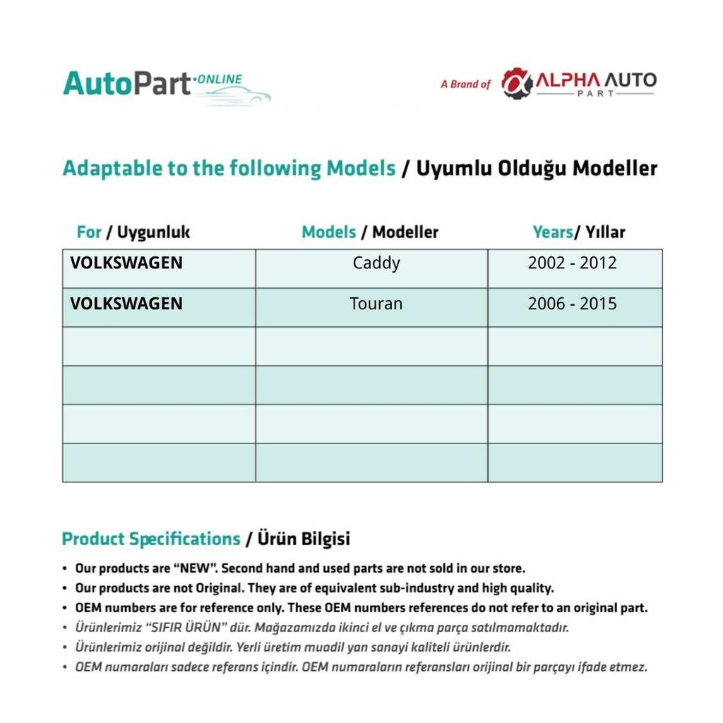 Sada kabelů pro uvolnění předních dveří - pravý-levý - pro Volkswagen Caddy, Touran