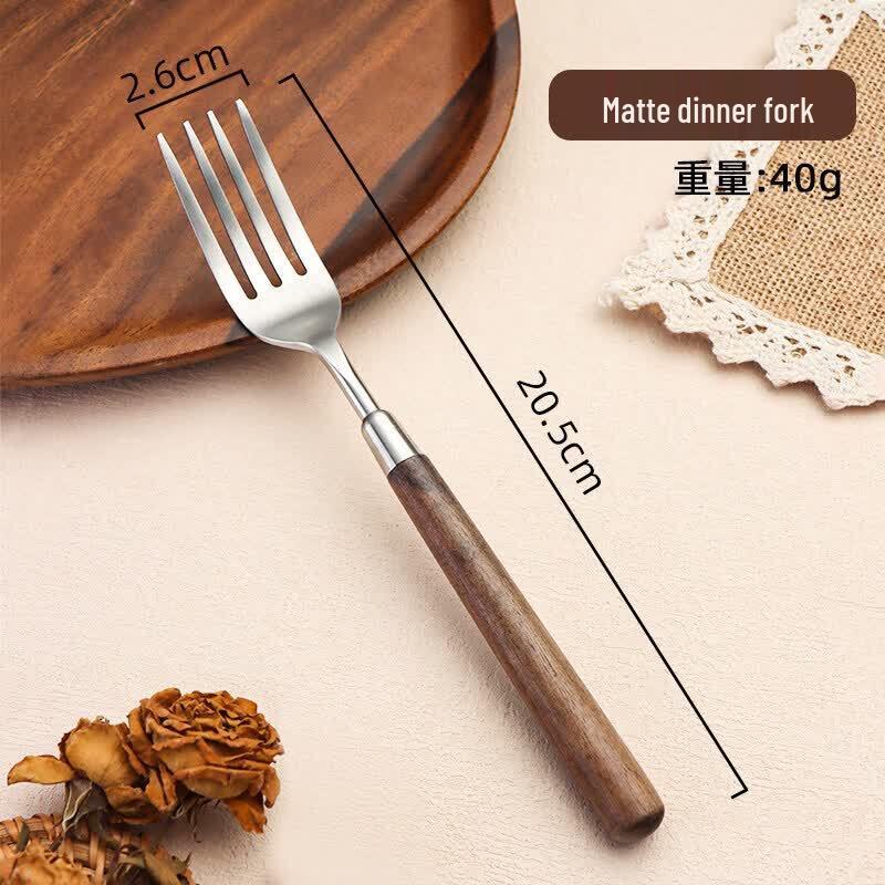 Qiwei 304 Stainless Steel Walnut Handle 3-Piece Cutlery Set
