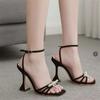 Comemore Elegant Woman Heels Sandals Sexy Peep Toe Rhinestone Butterfly-knot Women's Sandales Transparent High Heels Summer Shoe