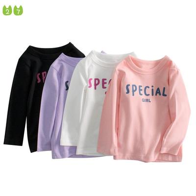 Korean Style Children's Bottoming Shirt Girls' Round Neck Letter Long Sleeve T-shirt