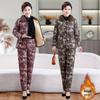 Chic Winter Cotton Outfit: Velvet-Lined Jacket & Pants Set for Middle-Aged and Elderly Women