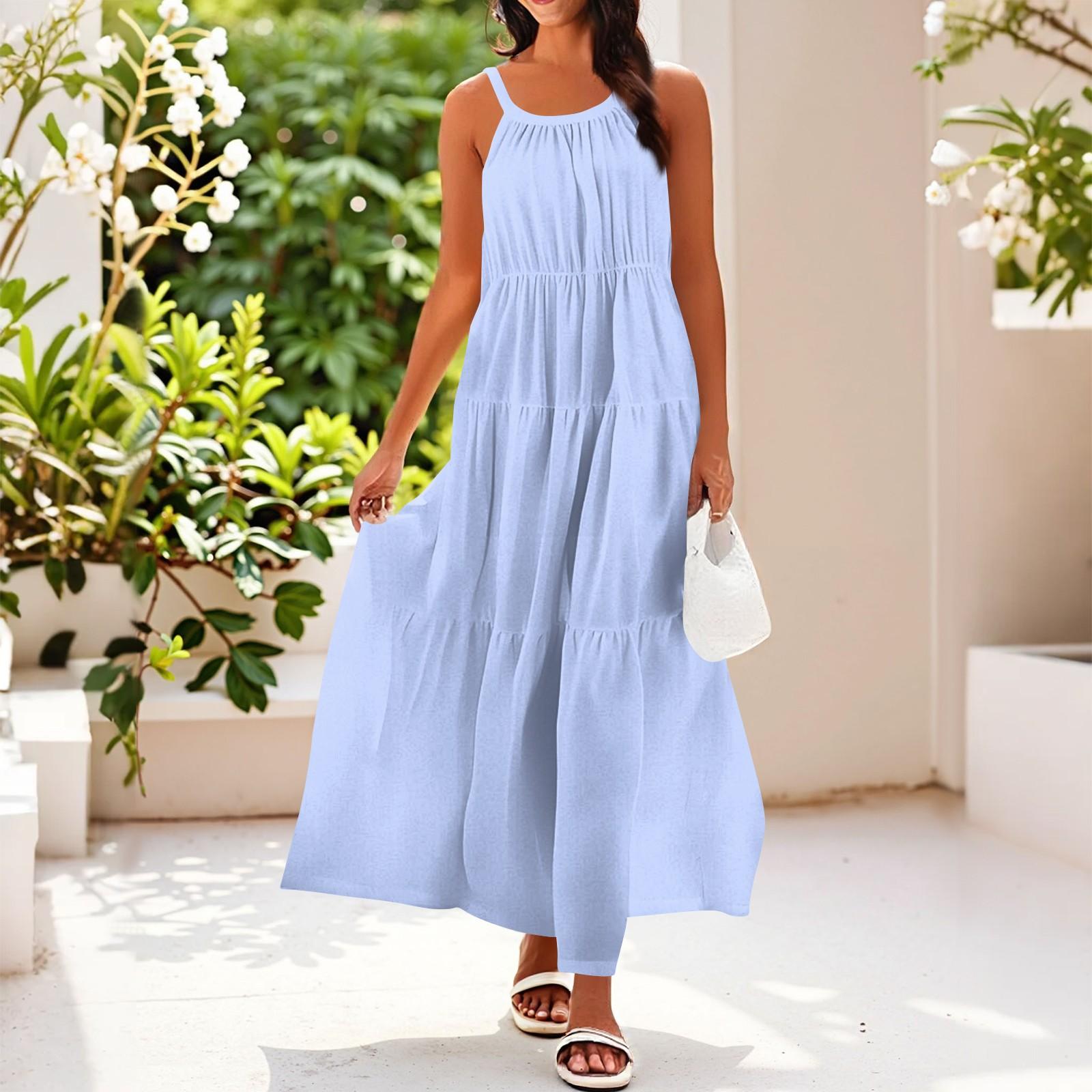 

Женское летнее повседневное модное платье без рукавов на подтяжках XXL